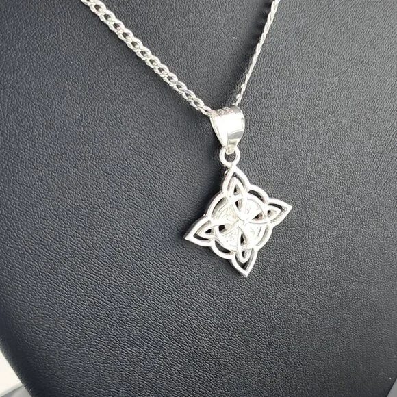 New Sterling Silver 925 Witch’s Knot Necklace – Wiccan Pagan Protection Amulet